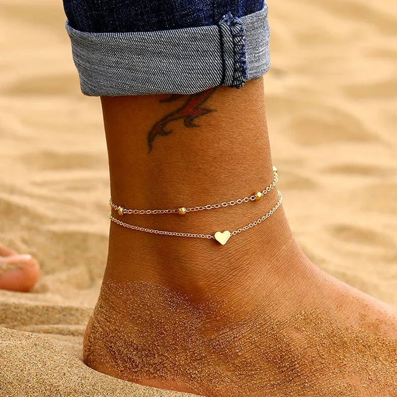 Modyle Heart Anklet for Women – Simple Fashion Ankle Bracelet Jewelry