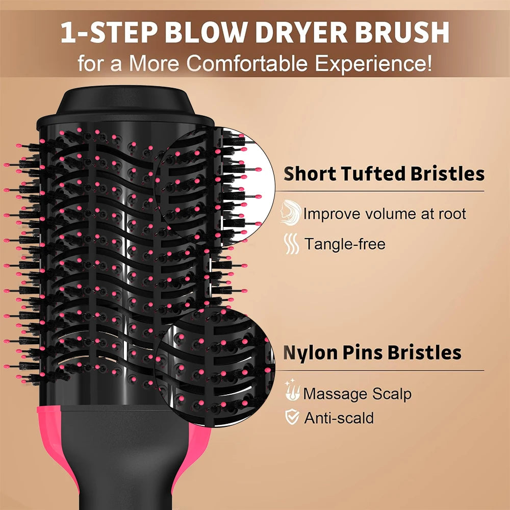 3-in-1 Hot Air Brush Dryer & Styler – 1000W Hair Straightening Blow Dryer