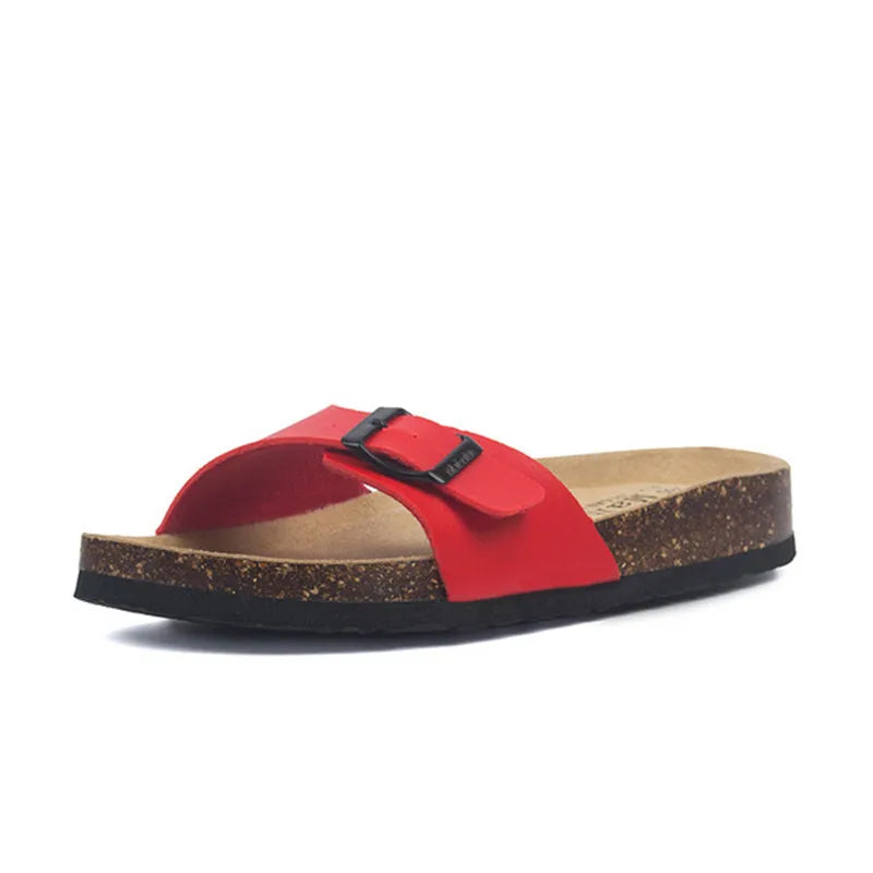 korean style couple cork sandals women beach sandals ladies summer soft microfiber leather
