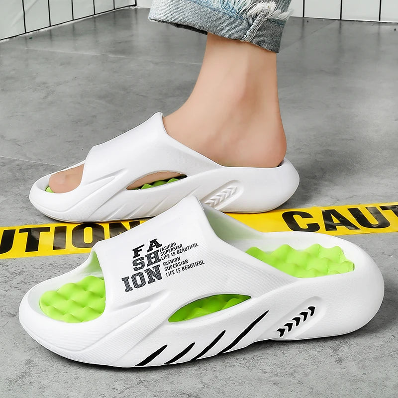 Men Massage Slippers Sides Indoor Outdoor Sandals Beach Casual Slipper