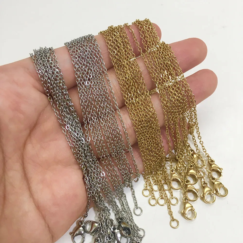 Luxury Steel 10pcs / Lot Stainless Steel Chains Rollo Shape Link Hydrangea Link Pendant for Women DIY