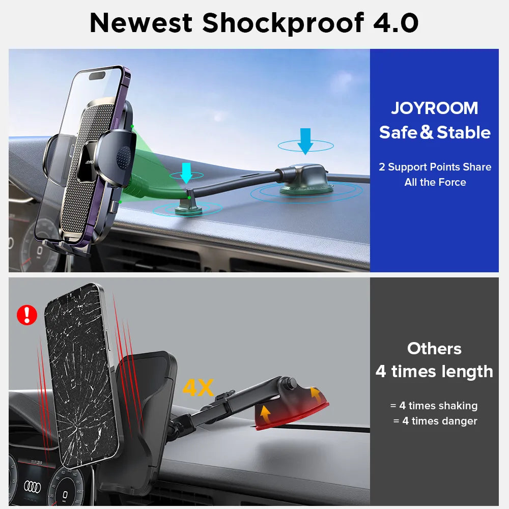 Car dashboard phone holder-360-widest width-9 in flexible long arm, Universal hands-free auto windshield air vent phone mount