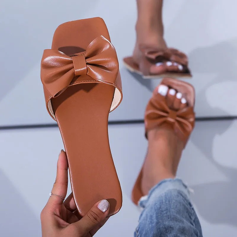 outdoor flat leather bow non-slip beach