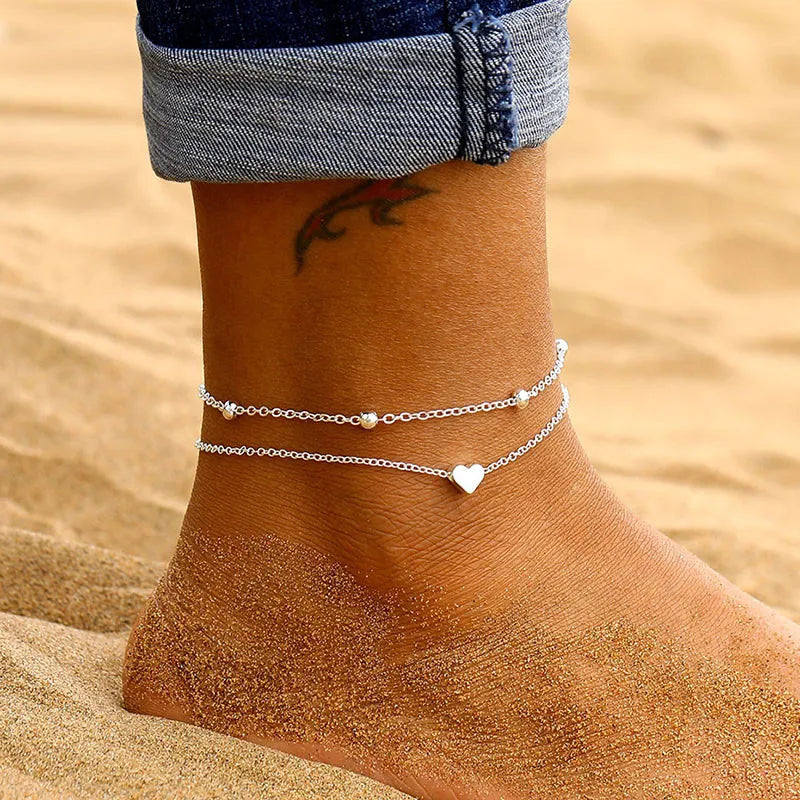 Modyle Heart Anklet for Women – Simple Fashion Ankle Bracelet Jewelry
