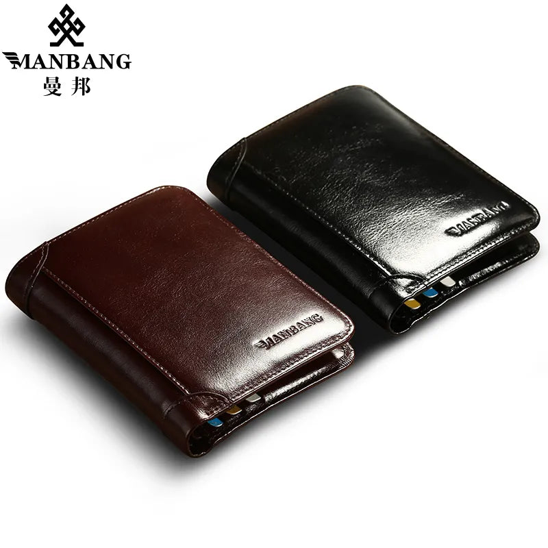 Mens band classic style genuine leather wallet men short wallets & tote cards men fashion high quality A high-quality wallet that holds cards