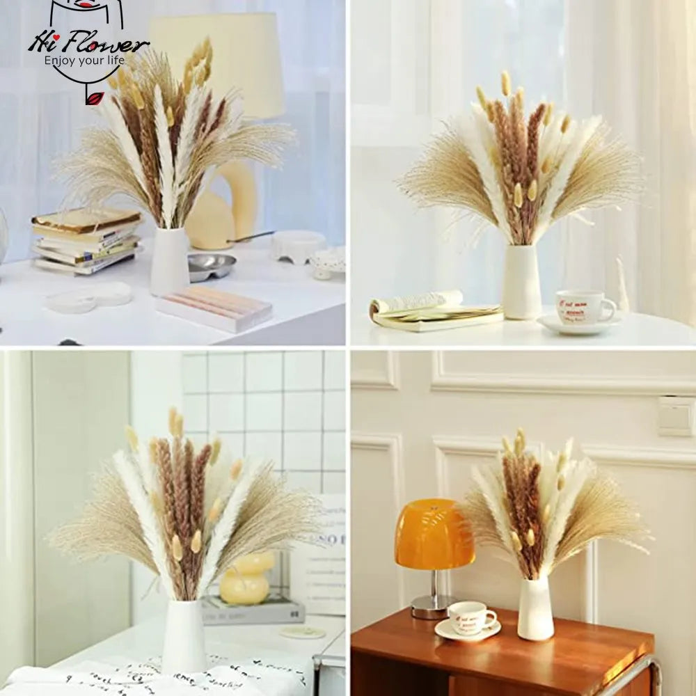 100pcs fluffy Pampas dried flowers bouquet home decor natural rabbit tail grass artificial flower