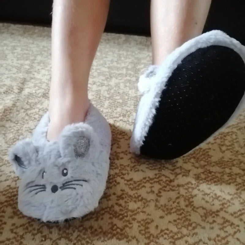 Home Slippers Women Cotton Fur Warm Mouse Ears - Himalaya Store