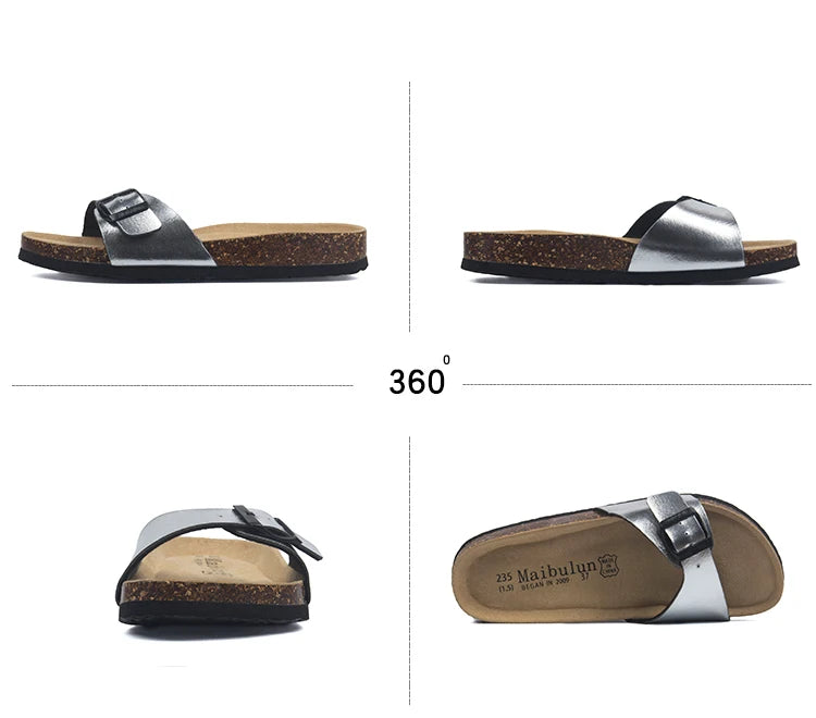 korean style couple cork sandals women beach sandals ladies summer soft microfiber leather