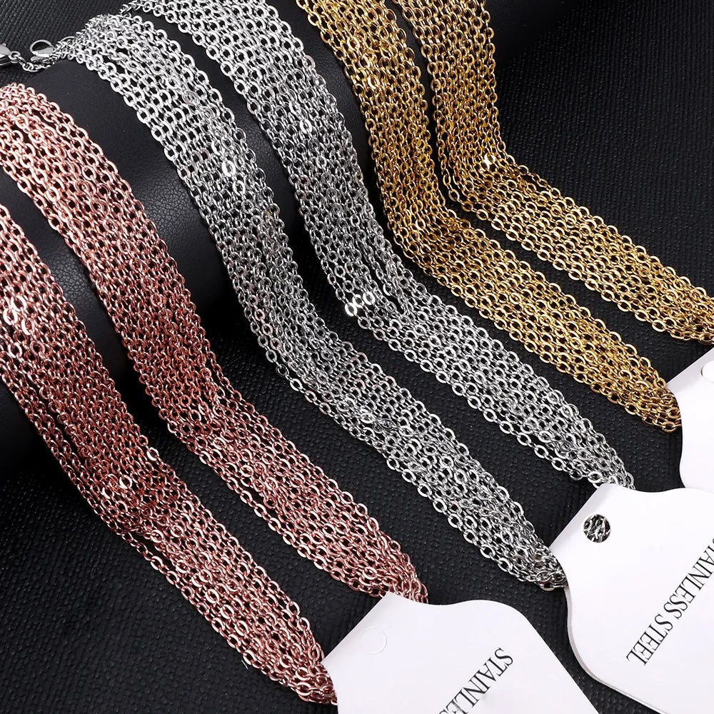Luxury Steel 10pcs / Lot Stainless Steel Chains Rollo Shape Link Hydrangea Link Pendant for Women DIY