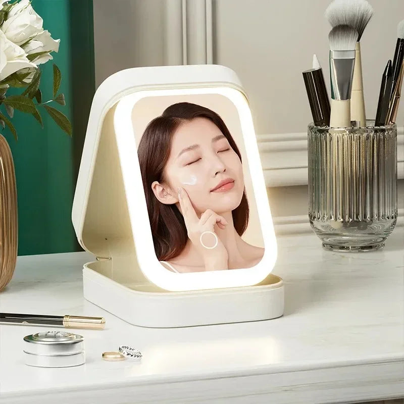 LED Makeup Travel Bag With Mirror Lights Professional
