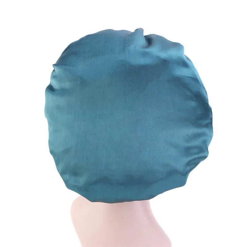 Satin bonnet hair double layer adjust sleep night cap headdress hat for curly attentive hairdressing