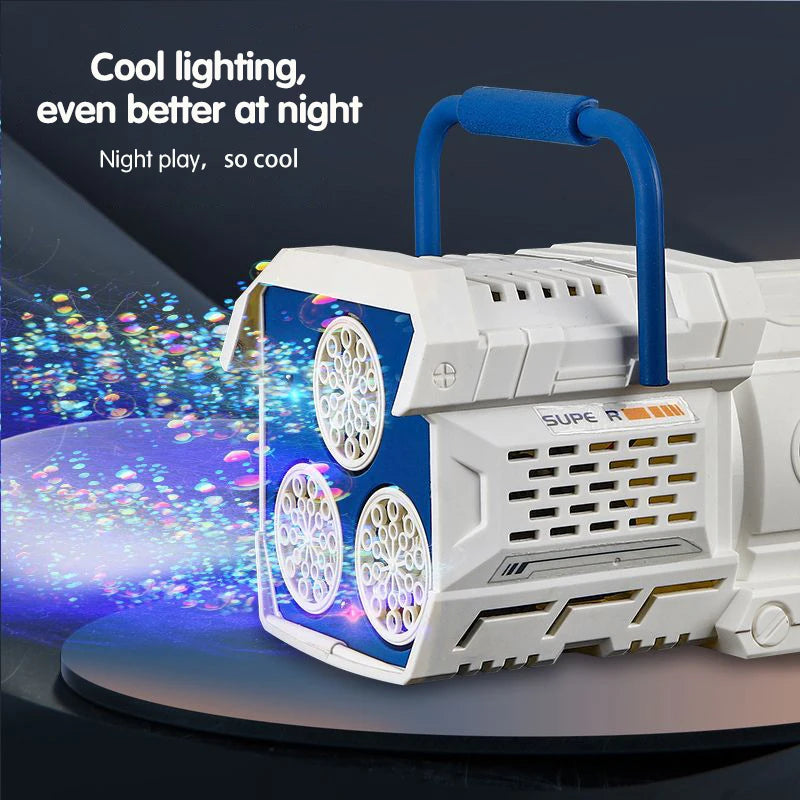 60 Holes Electric Bubble Gun LED Light Automatic Soap Machine for Kids & Parties