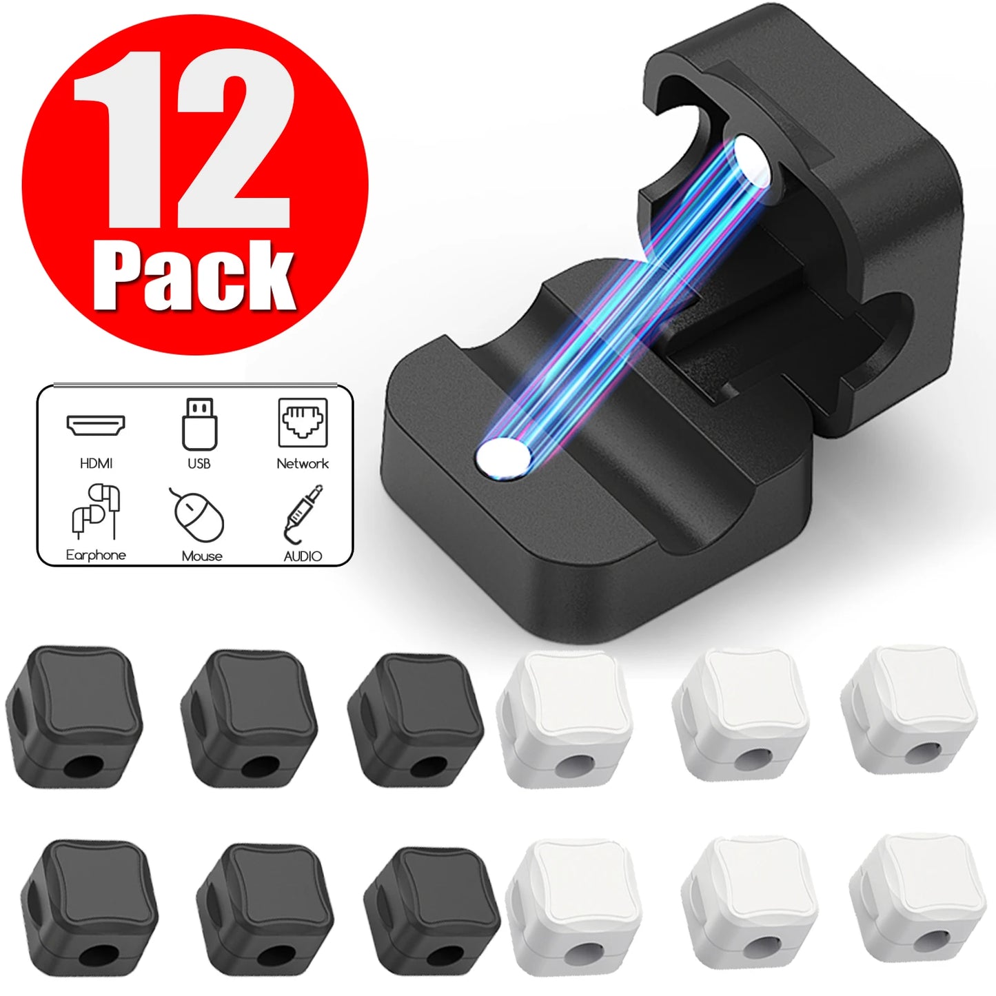 Magnetic Cable Clip Cord Holder for Home Office, Car, Under Desk