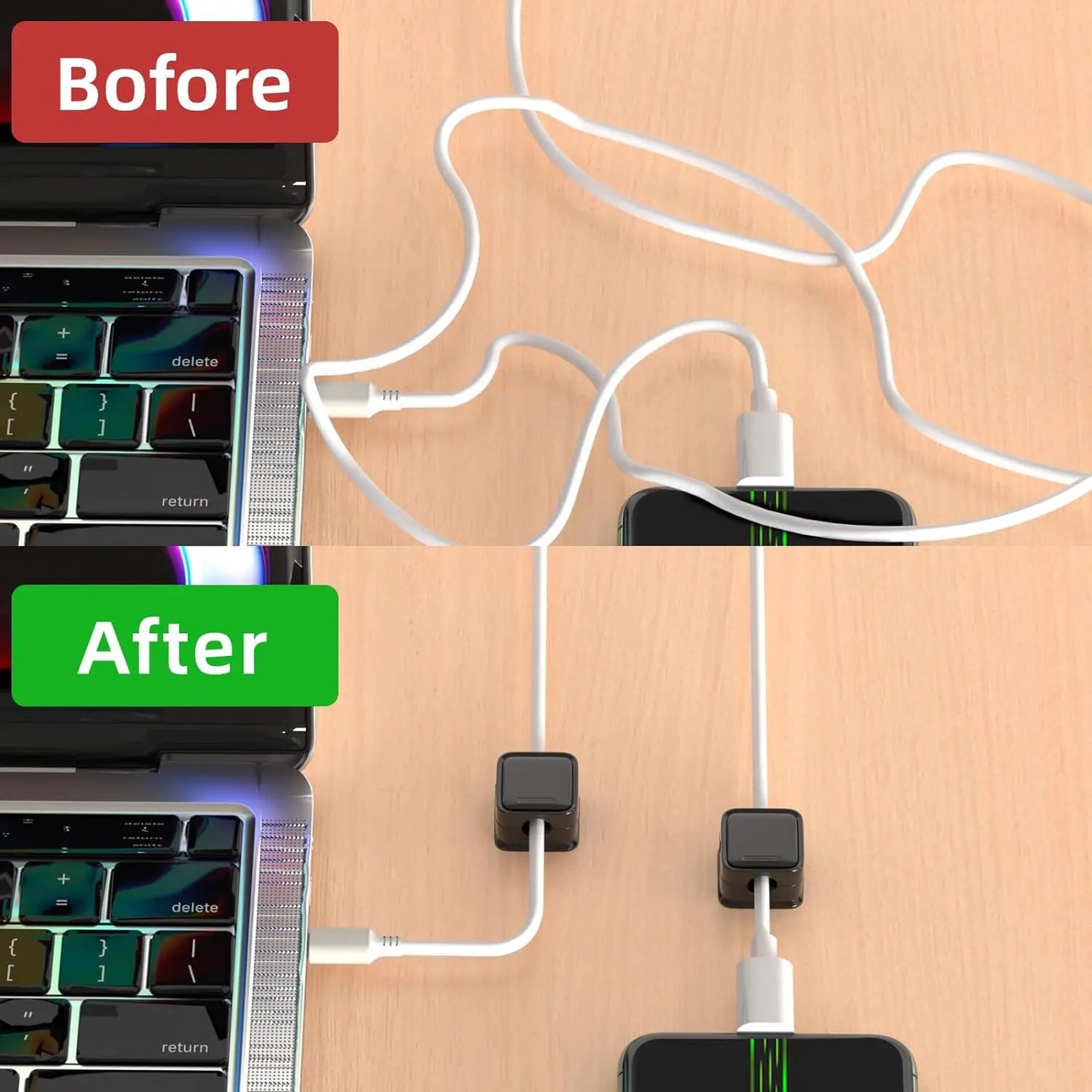 Magnetic Cable Clip Cord Holder for Home Office, Car, Under Desk