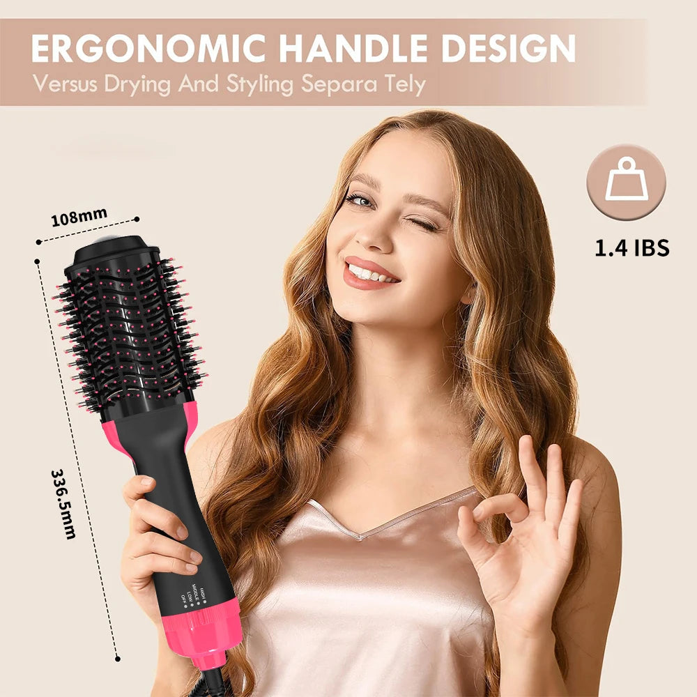 3-in-1 Hot Air Brush Dryer & Styler – 1000W Hair Straightening Blow Dryer