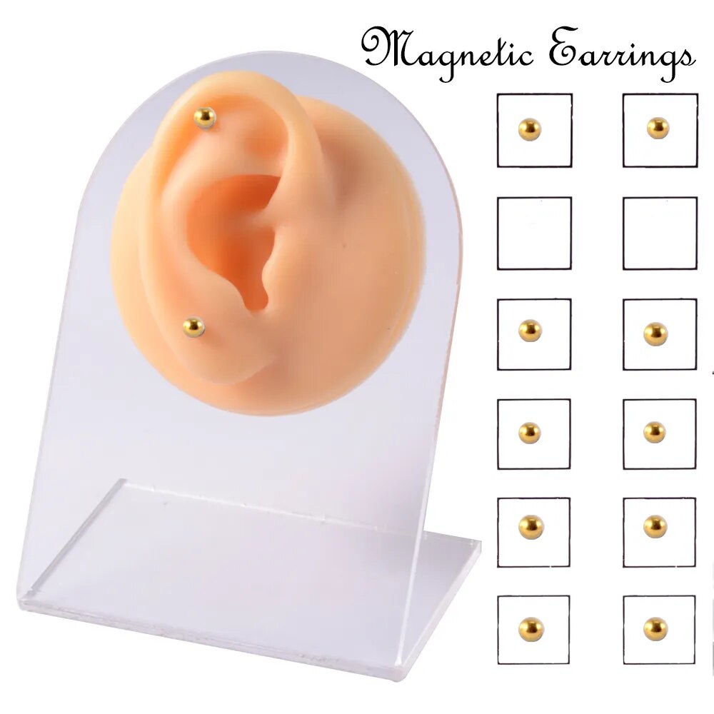 12pcs / fake card cheater non-pierced ear tragus cartilage lip labrite nose nail ring magnetic earring
