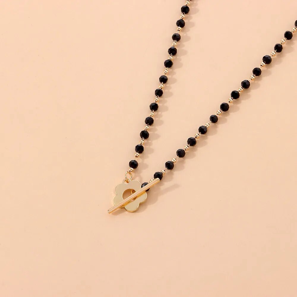 Sumeng 2023 new fashion luxury black crystal string glass beads choker