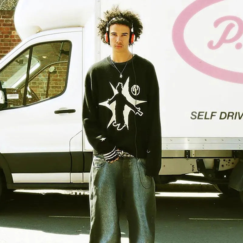 Winter sweater pullovers knit long sleeve tops hip hop