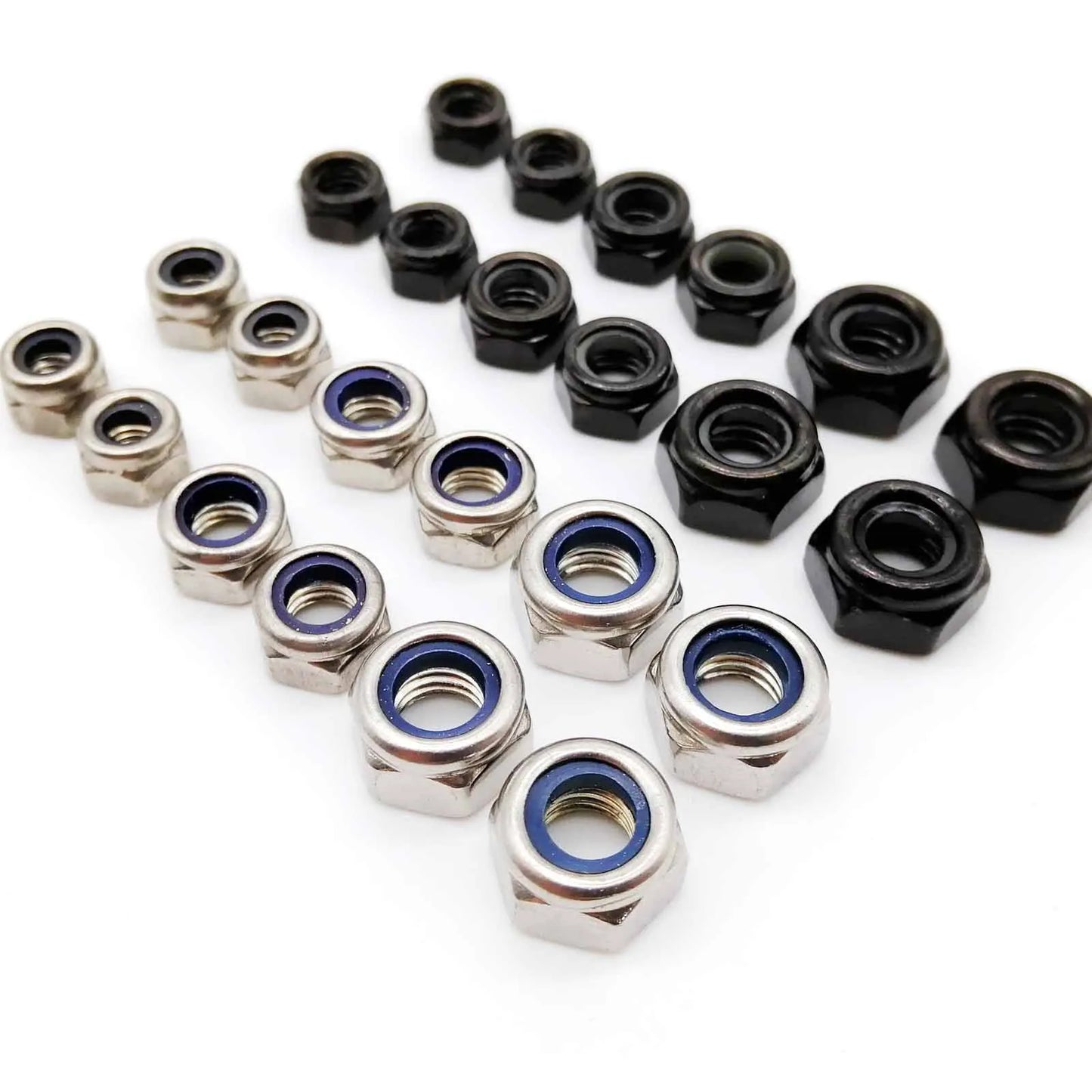 304 Stainless Steel Black Hex Nylon Insert Lock Nut Self-locking