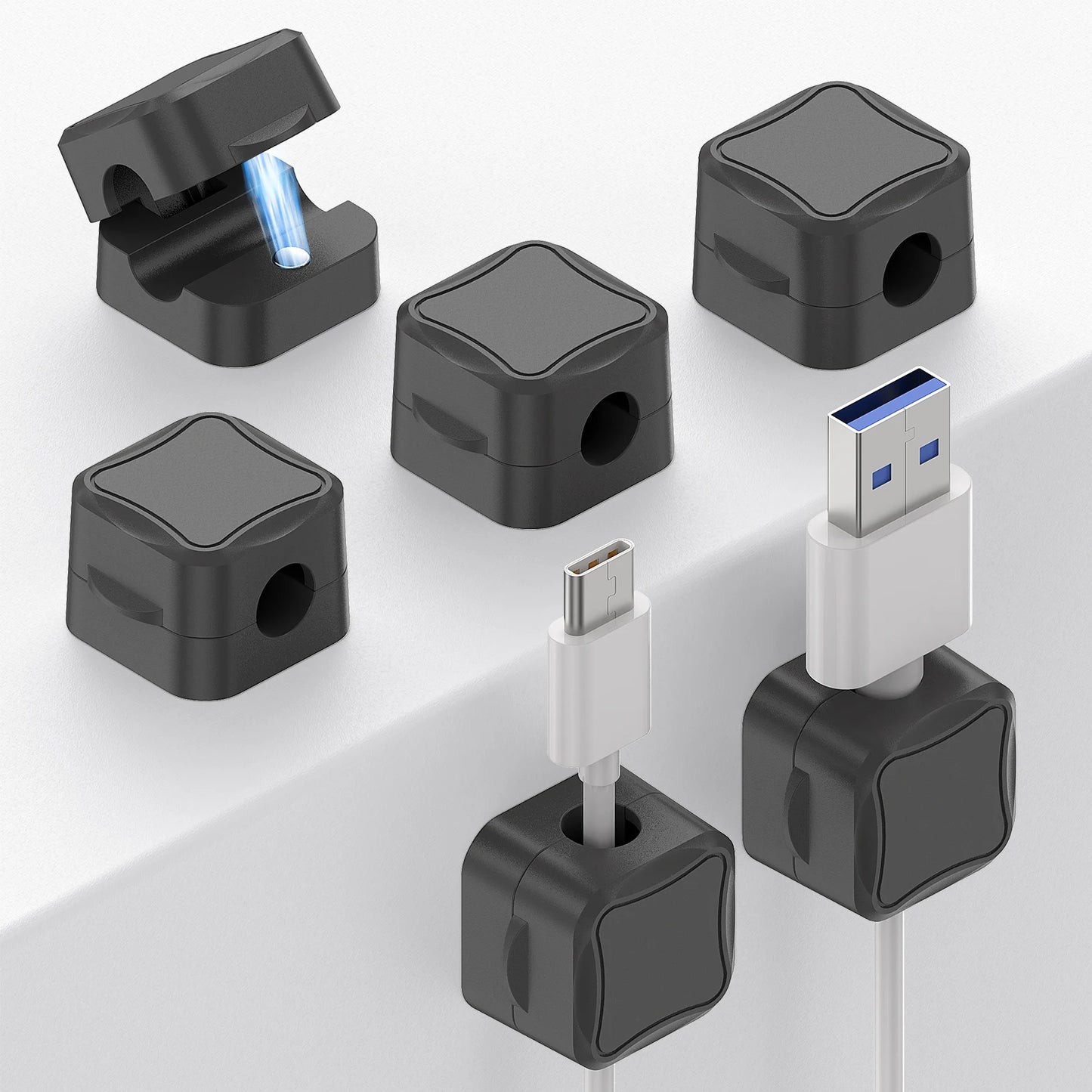 Magnetic Cable Clip Cord Holder for Home Office, Car, Under Desk