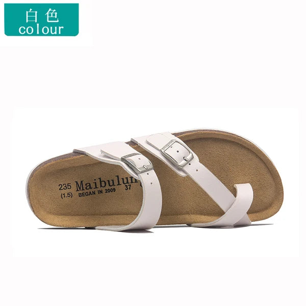 korean style couple cork sandals women beach sandals ladies summer soft microfiber leather
