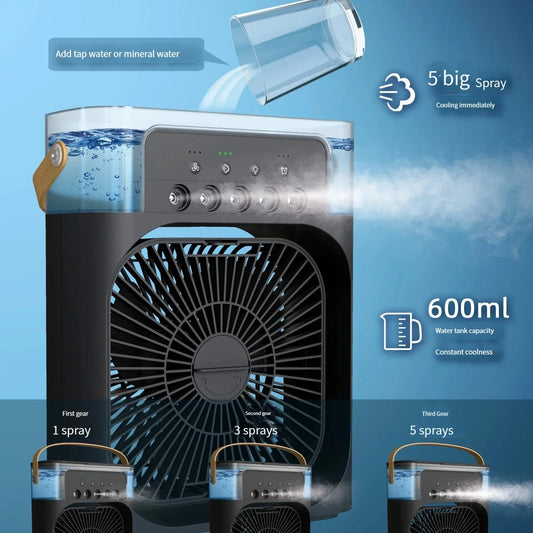 3-in-1 Mini USB Air Cooler & Humidifier Fan