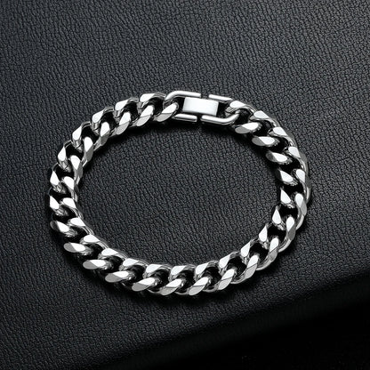 8MM Gold Black Cuban Link Bracelet for Men – Titanium Steel, Hip Hop Style