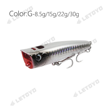 Topwater Popper Fishing Lure 8.5–30g | Floating Hard Bait for Bass, Pike, Perch