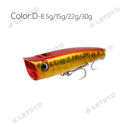 Topwater Popper Fishing Lure 8.5–30g | Floating Hard Bait for Bass, Pike, Perch