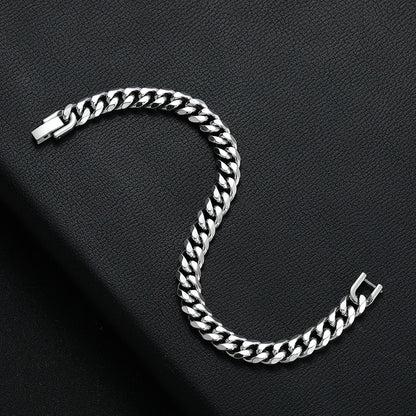 8MM Gold Black Cuban Link Bracelet for Men – Titanium Steel, Hip Hop Style