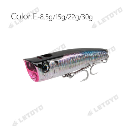 Topwater Popper Fishing Lure 8.5–30g | Floating Hard Bait for Bass, Pike, Perch