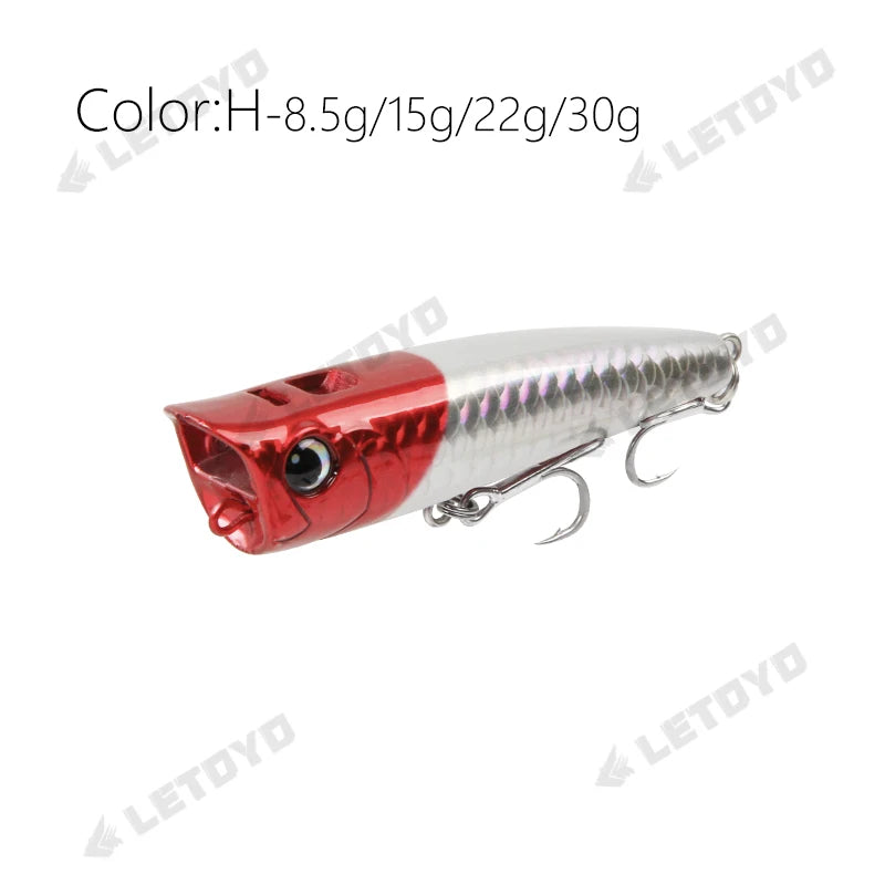 Topwater Popper Fishing Lure 8.5–30g | Floating Hard Bait for Bass, Pike, Perch