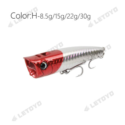 Topwater Popper Fishing Lure 8.5–30g | Floating Hard Bait for Bass, Pike, Perch
