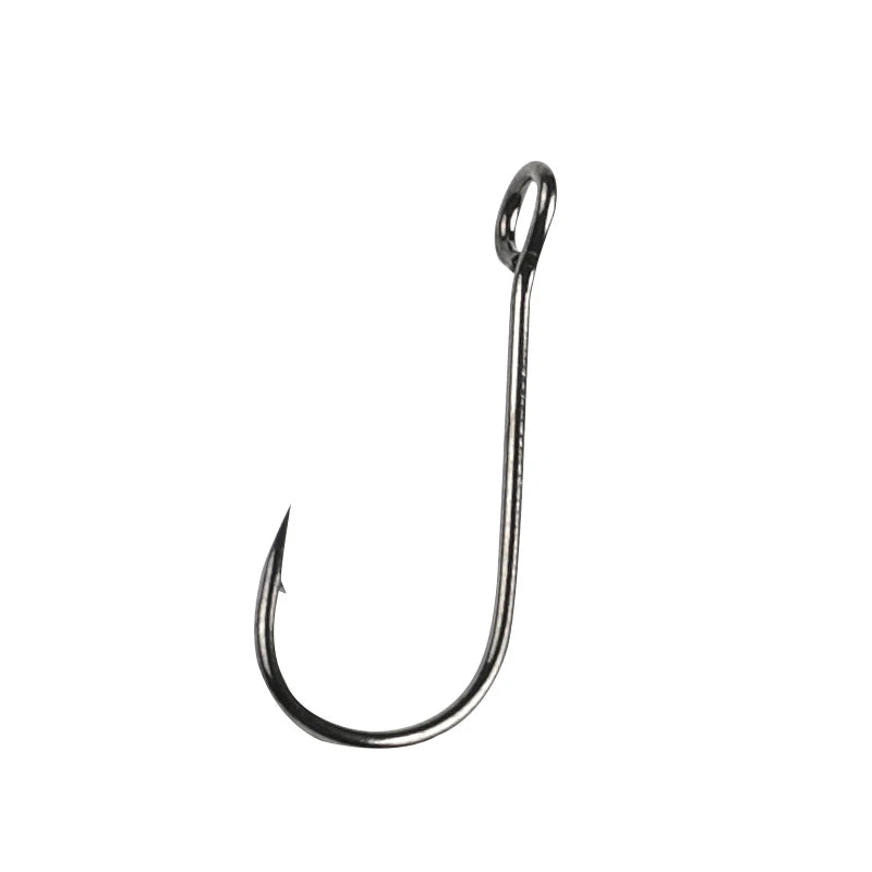 20pcs Supercontinent Barb Fishing Hooks – Carbon Steel Single Worm Hooks with Big Eye Ring