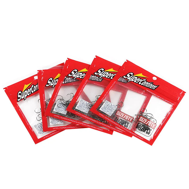 20pcs Supercontinent Barb Fishing Hooks – Carbon Steel Single Worm Hooks with Big Eye Ring