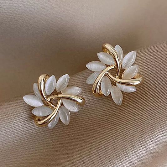 Exquisite zircon flower earrings for women geometric leaves rhinestone earring birthday party jewelry gifts