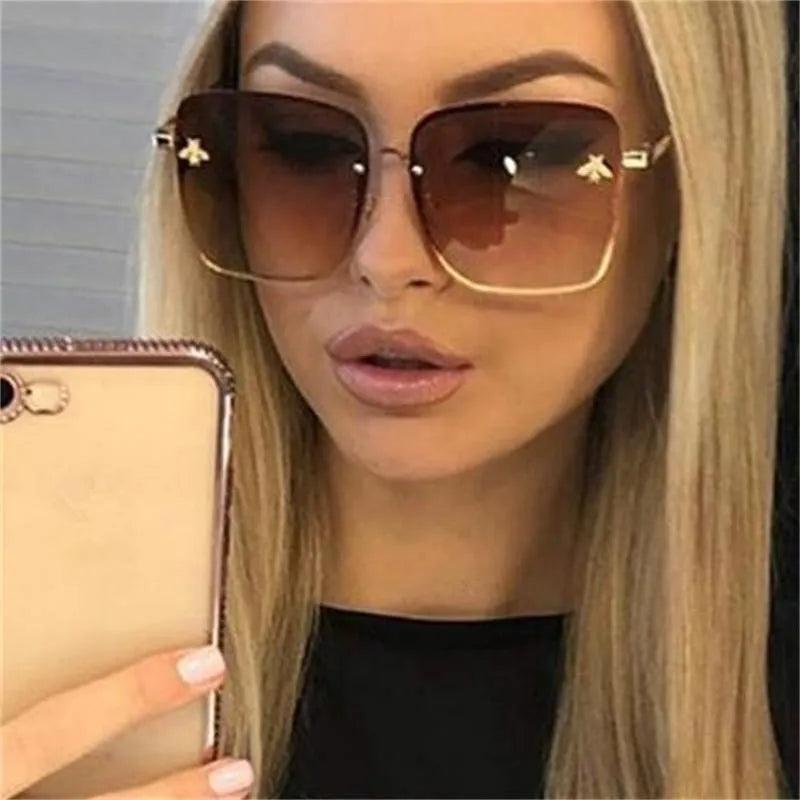 Women's luxury brand designer fashion sunglasses high quality large bottle