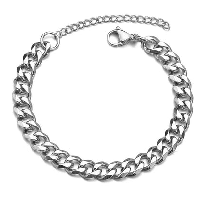 High Quality Stainless Steel Bracelets For Men Blank Color Punk Curb Cuban Link Chain Bracelets On the Hand Jewelry