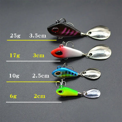 New Metal Mini With Spoon Fishing Lure Pin Crankbait Vibration Spinner Sinking Bait