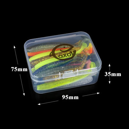 CXW fishing soft worm lure with silicone bait box sea fishing spoon lure 7cm 10cm wobbler set