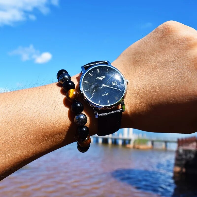 Natural Obsidian Black hematite beads Tiger Eye bracelets men's magnetic Health Protection and styling