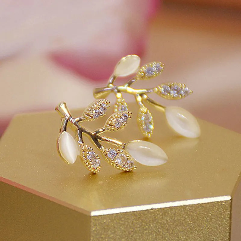 Exquisite zircon flower earrings for women geometric leaves rhinestone earring birthday party jewelry gifts