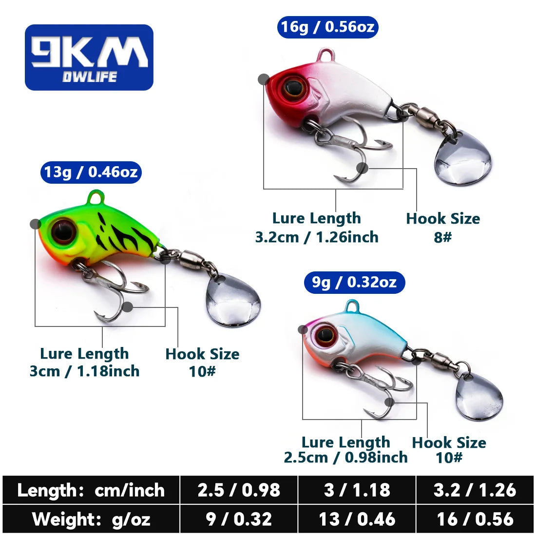 VIB Crankbait Spinner Spoons – 9–16g Sinking Fishing Lures for Bass & Jigs