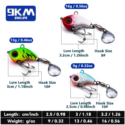 VIB Crankbait Spinner Spoons – 9–16g Sinking Fishing Lures for Bass & Jigs