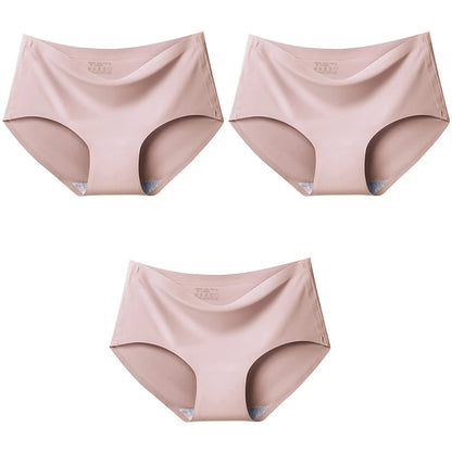 3-Pack XXL Seamless Women's Mid-Waist Breathable Underwear – Ice Silk Panties