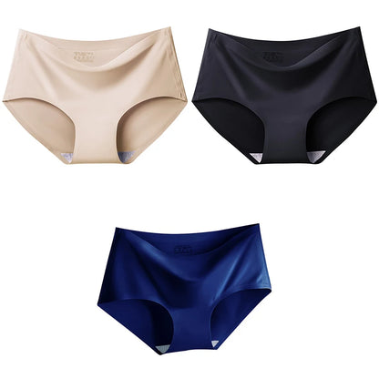 3-Pack XXL Seamless Women's Mid-Waist Breathable Underwear – Ice Silk Panties