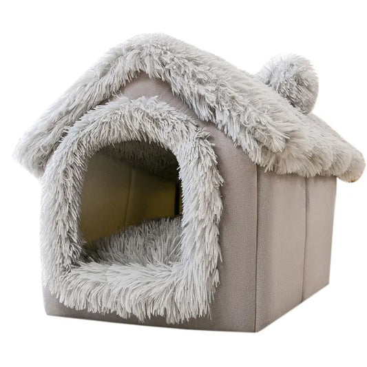 Medium Indoor Dog Kennel – Soft Warm Puppy Bed Cave with Removable Mat