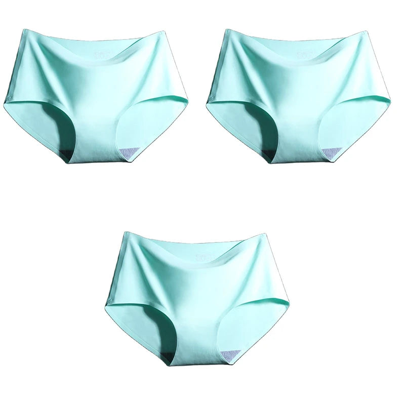 3-Pack XXL Seamless Women's Mid-Waist Breathable Underwear – Ice Silk Panties