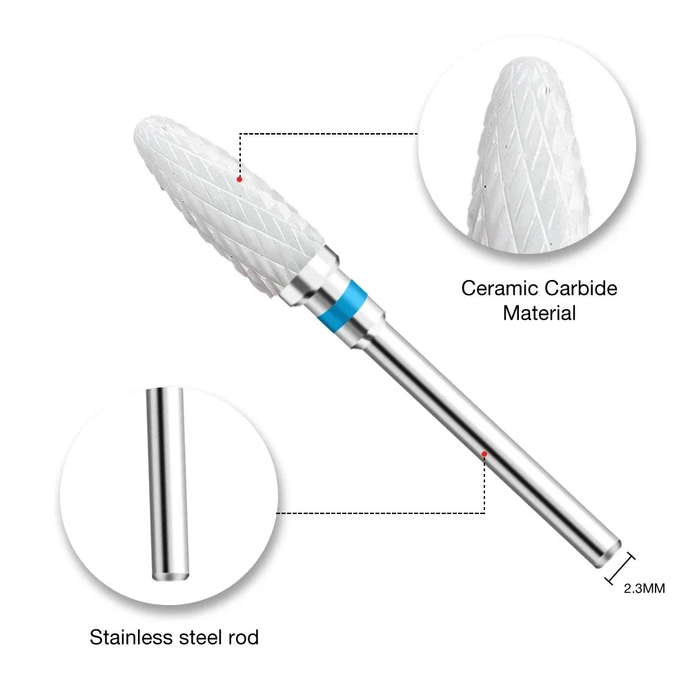 Ceramic Carbide Nail Drill Bit for Manicure & Pedicure – Electric Rotary Burr Cutter