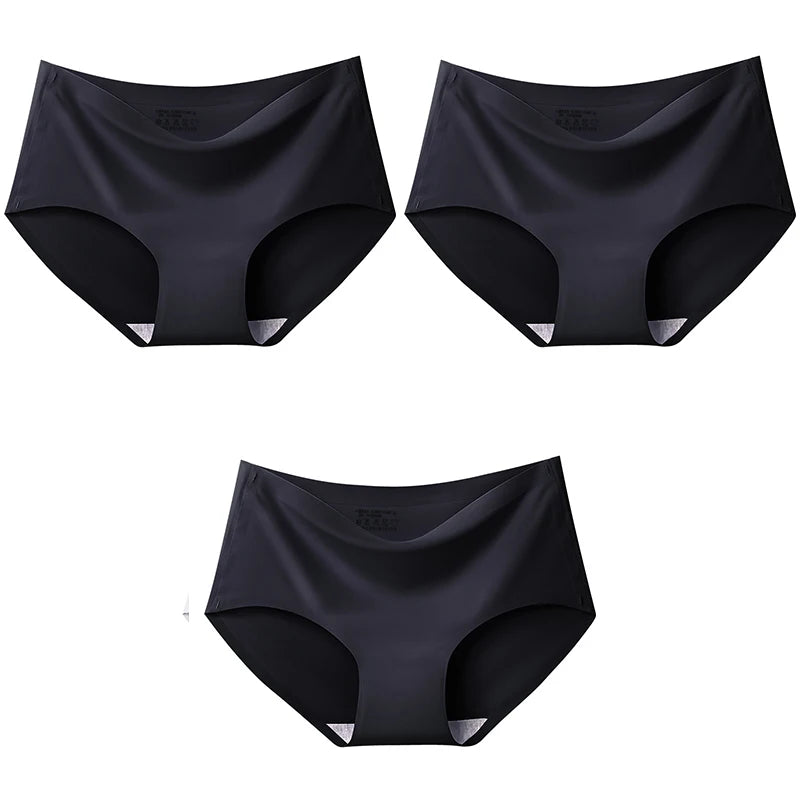 3-Pack XXL Seamless Women's Mid-Waist Breathable Underwear – Ice Silk Panties